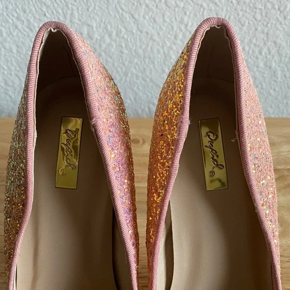 Qupid Womens Pink Glitter Heels - Picture 2 of 13